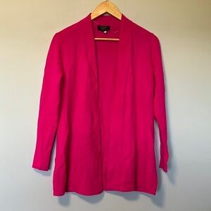 Charter Club 100% Cashmere Hot Pink Fuchsia Open Front Cardigan